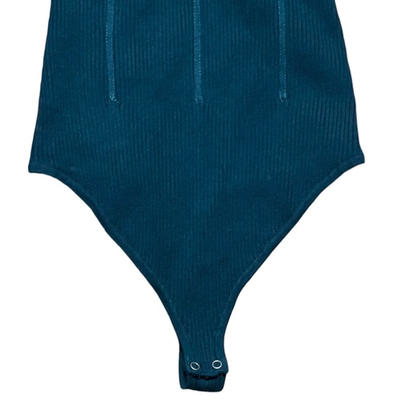 Abercrombie & Fitch dark green ribbed long sleeve corset bodysuit bodycon - Picture 5 of 11